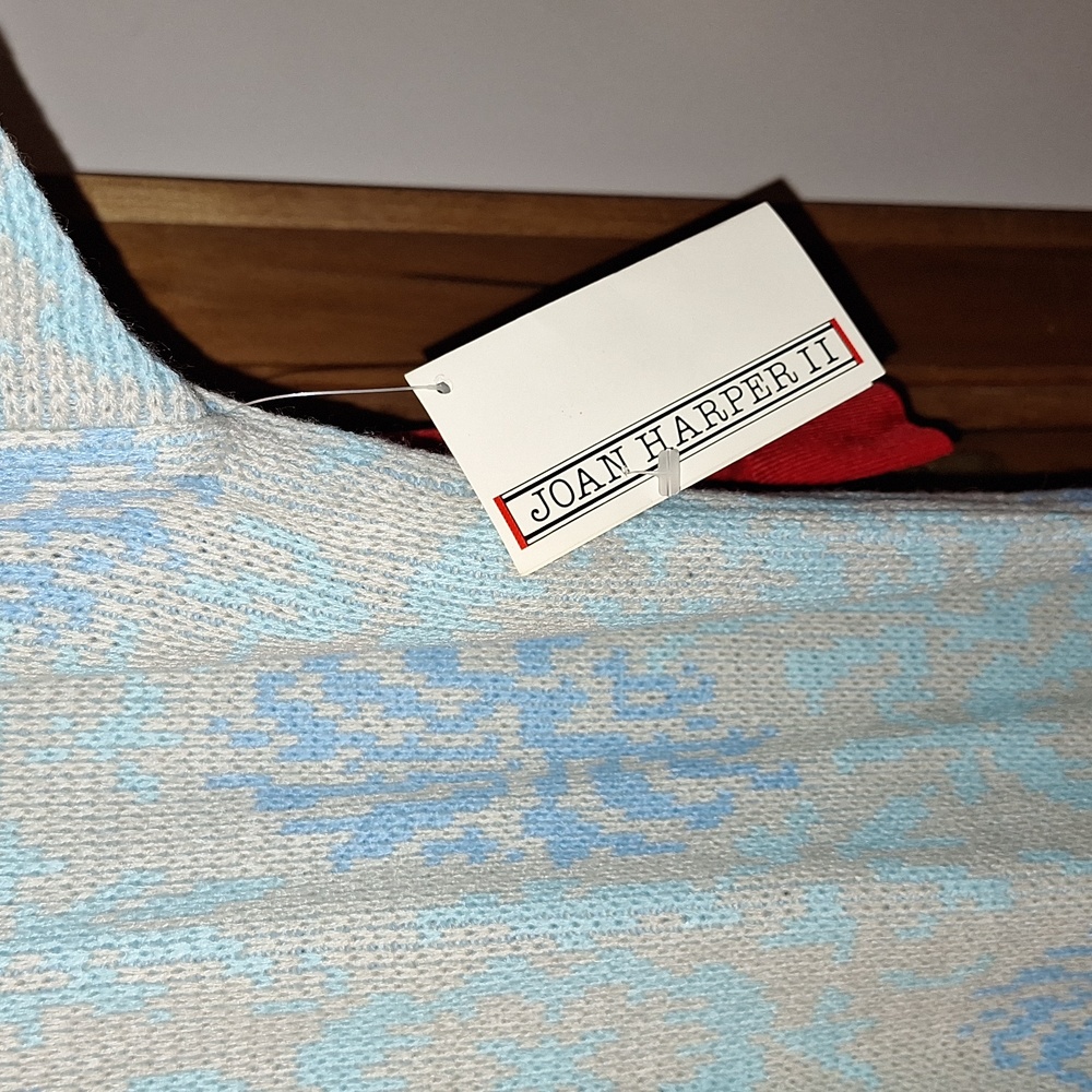 Vintage Y2K Joan Harper II mock turtleneck maxi sweater dress - 3X - beige/blue - Picture 5 of 8